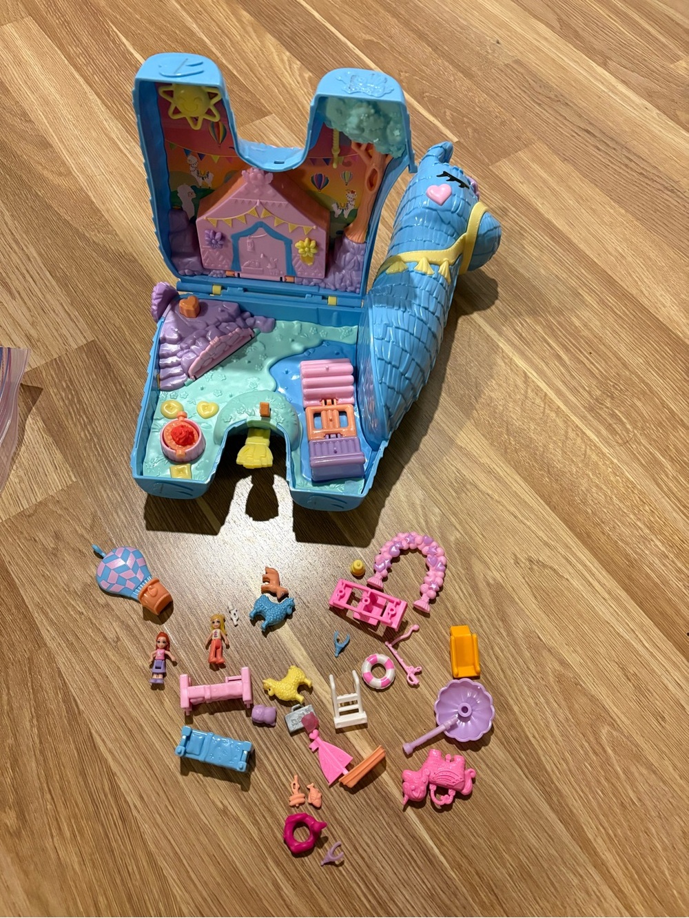 Blue Portable Mermaid-Themed Doll Playset with Pastel Accessories